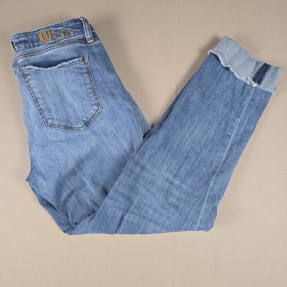 Kut From The Kloth Women's Asher Cuffed Ankle Straight Leg Blue Jeans Size 12